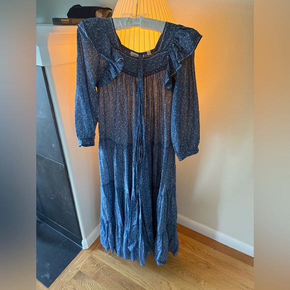 Doen Gables Dress MidBlue California Wildflower Size XS Ruffle